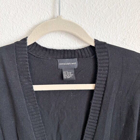 Y2K Central Park West Draped Back Cardigan Sweater β Black V-Neck Button Front - Picture 6 of 9